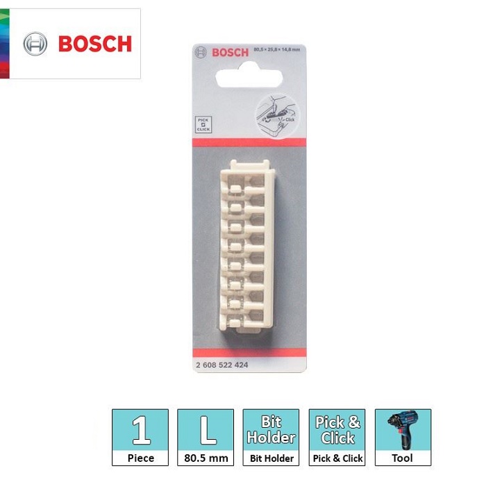 Đế giữ mũi vít Bosch 2608522424 có đầu Hex tiện lợi để lưu giữ các loại vít