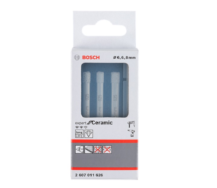 Bộ mũi khoan kim cương Bosch 2607011626 khoan tốt trên vật liệu cứng Bộ mũi khoan kim cương Bosch 2607011626 khoan tốt trên vật liệu cứng