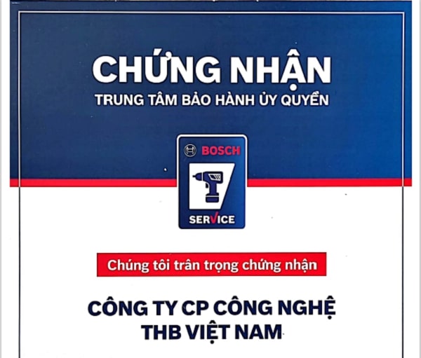 Chứng nhận Trung tâm bảo hành ủy quyền Bosch THB Việt Nam